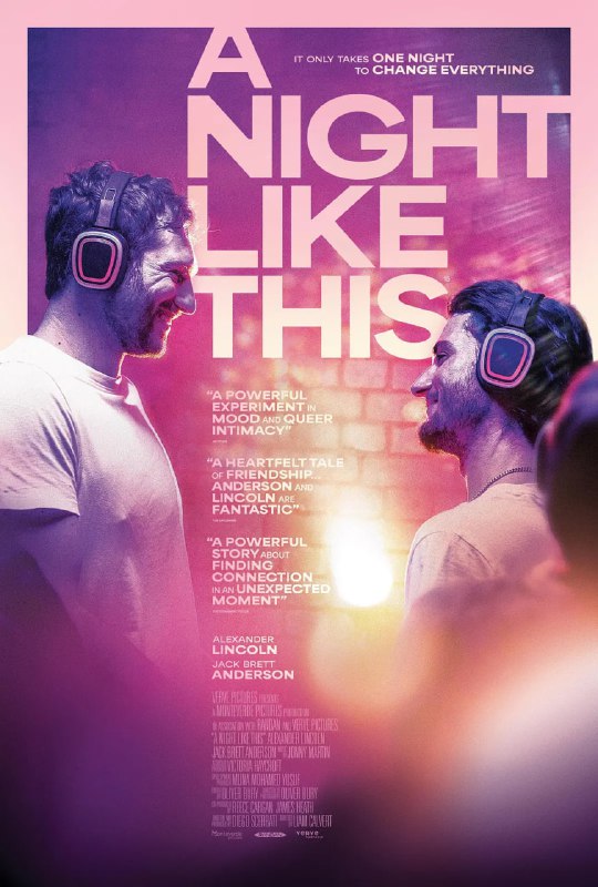 #像这样的夜晚 A Night Like This (2025)导演: #利亚姆·卡尔弗特编剧: Diego Scerrati主演: #亚历山大·林肯 / #杰克·布雷特·安德森 / #大卫·布拉德利 / Jimmy Ericson / #贝丝·里朗斯类型: #剧情 / #爱情 / #同性制片国家/地区: #英国语言: 英语上映日期: 2025-03-28(BFI Flare London LGBTQIA+ Film Festival)片长: 97分钟又名: 像这样的夜晚 A Night Like This (2025) / 冬夜 / On a Winter NightIMDb: tt31883677IMDb评分： 7.2剧情简介： 一位身无分文的同志演员和一位因生意失败而陷入困境的高层人物在一个冬夜相遇，并联手在伦敦各地寻找他们悲惨生活的意义，但当他们看似不可能的联系变成了更深层次的东西时，来自过去的恐惧和心魔开始危及他们的生活