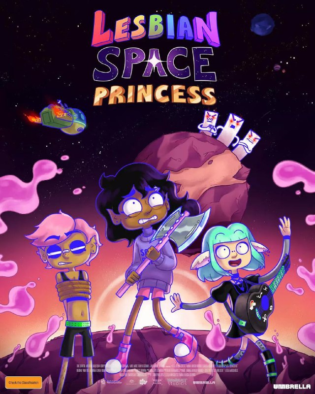 #太空百合战姬 Lesbian Space Princess (2024)导演: #艾玛·霍夫·霍布斯 / #莉拉·瓦尔盖塞编剧: #艾玛·霍夫·霍布斯 / #莉拉·瓦尔盖塞主演: #莎巴娜·阿齐兹 / #马克·博南诺 / #杰玛·崔特兰 / #奥蒂·多娜 / #鲁本·凯类型: #喜剧 / #爱情 / #科幻 / #动画 / #同性 / #奇幻制片国家/地区: #澳大利亚语言: 英语上映日期: 2024-10-27(阿德莱德电影节) / 2025-09-11(澳大利亚)片长: 87分钟又名: 太空百合战姬 Lesbian Space Princess (2024) / 太空百合战斗姬(台)IMDb: tt29781139#豆瓣8.0IMDb评分：6.4剧情简介： 内向的太空公主萨伊拉被迫离开她的家乡克利托波利斯星球，展开了一段跨越星际的彩虹任务，目的是拯救被直白族马里恩人绑架并勒索赎金的前女友