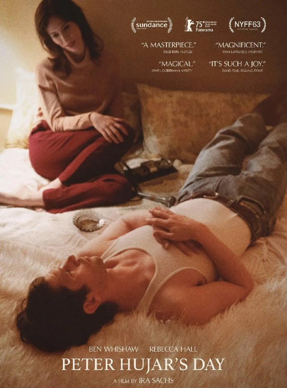 #胡加尔的一天 Peter Hujar's Day (2025)导演: #艾拉·萨克斯编剧: #艾拉·萨克斯主演: #本·卫肖 / #丽贝卡·豪尔类型: #剧情 / #同性 / #传记 / #历史制片国家/地区: #美国 / #德国语言: 英语上映日期: 2025-01-23(圣丹斯电影节) / 2025-11-07(美国)片长: 75分钟又名: 胡加尔的一天 Peter Hujar's Day (2025) / 纽约摄影师的日与夜(港/台)IMDb: tt34250044#豆瓣6.1IMDb评分： 6.4剧情简介： 说来平平无奇，奇在竟煞是好看